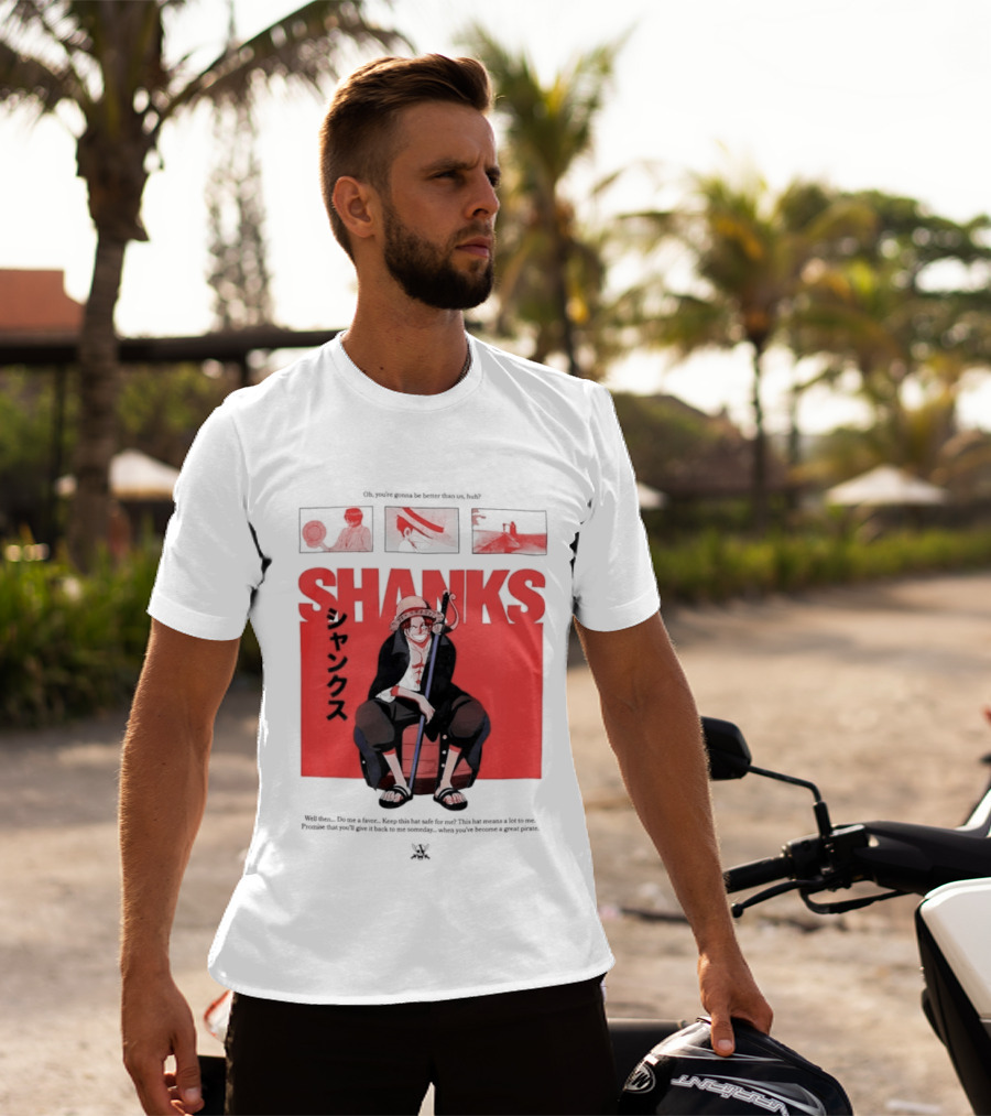 One Piece Shanks Luffy Straw Hat Pirates Manga Panels T-Shirt