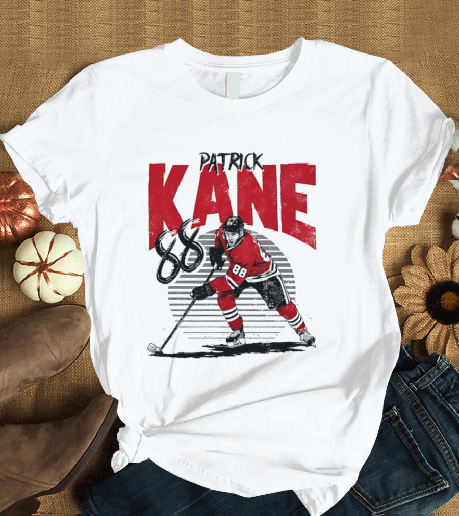 Patrick Kane 88 Chicago Blackhawks Hockey Player Action T-Shirt
