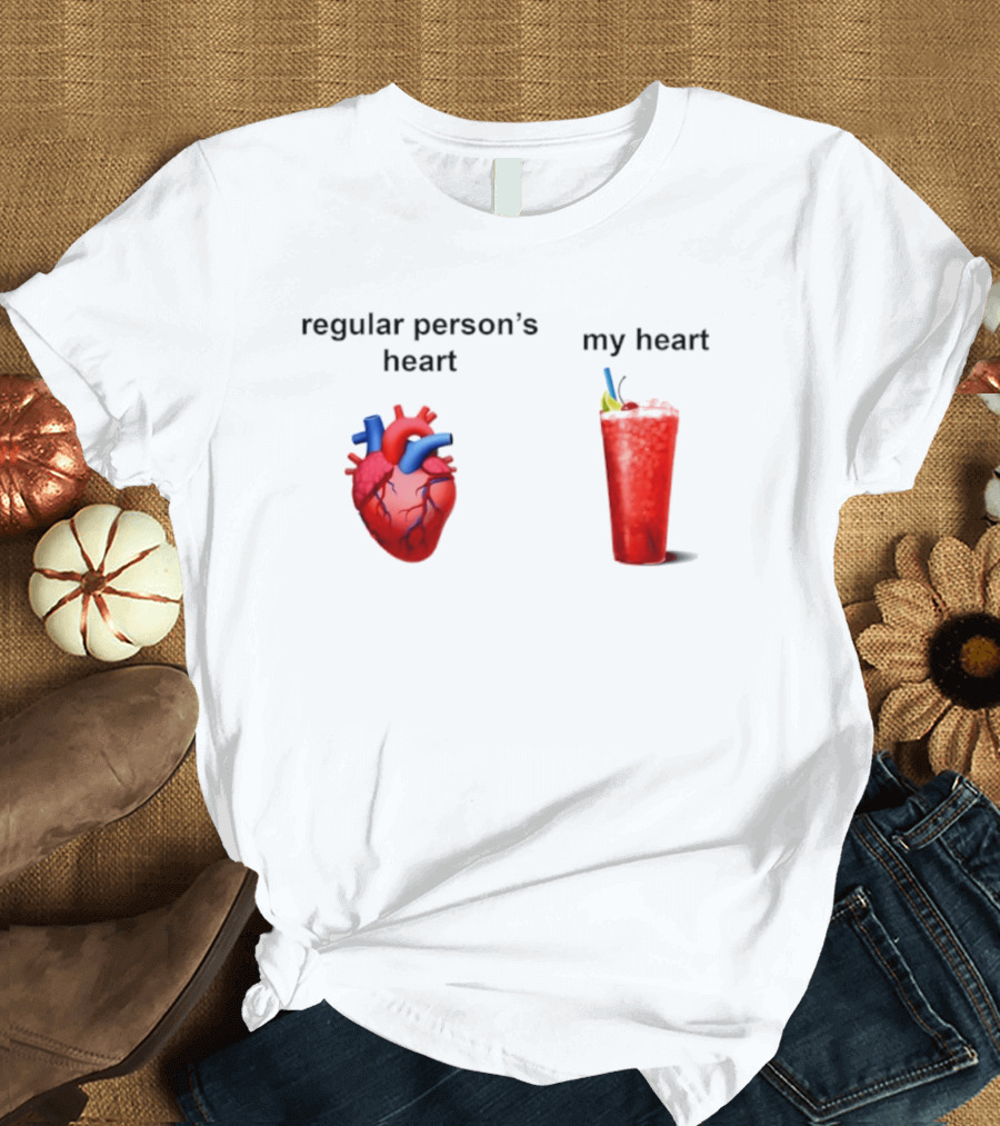 Regular Person's Heart Vs My Heart Cocktail Emoji Comparison T-Shirt