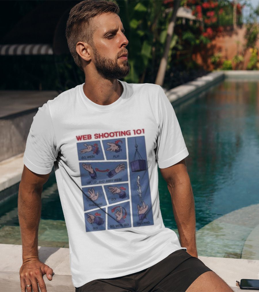Web Shooting 101 Go Web Fly Up Up And Away Shazam Go Tallyho T-Shirt