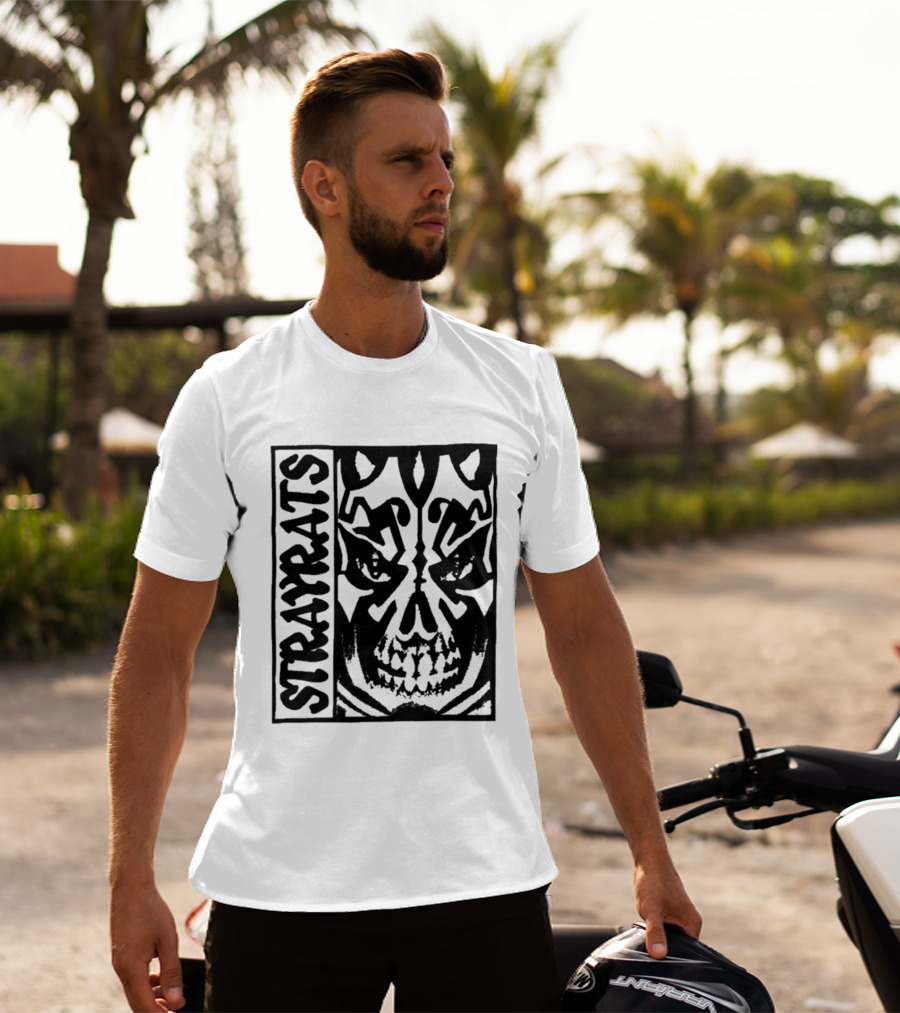 Stray Rats Skull Face Art Black And White T-Shirt