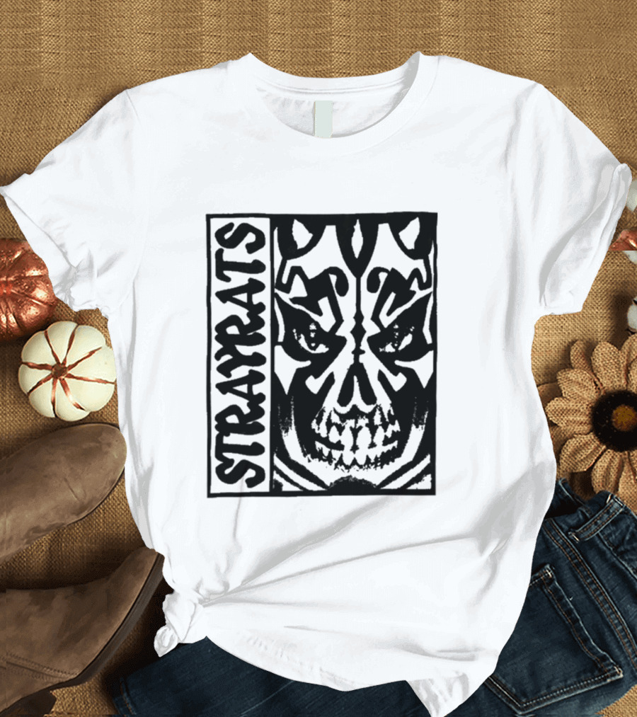 Stray Rats Skull Face Art Black And White T-Shirt