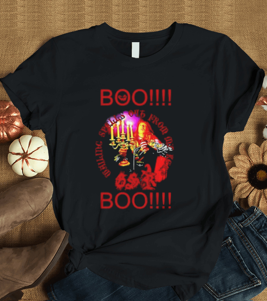 BOO Wailing Spells Out From My Keep Boo Candelabra Portrait Halloween T-Shirt