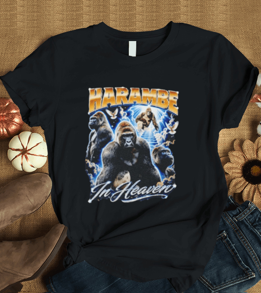 Harambe In Heaven Gorilla And Angels T-Shirt