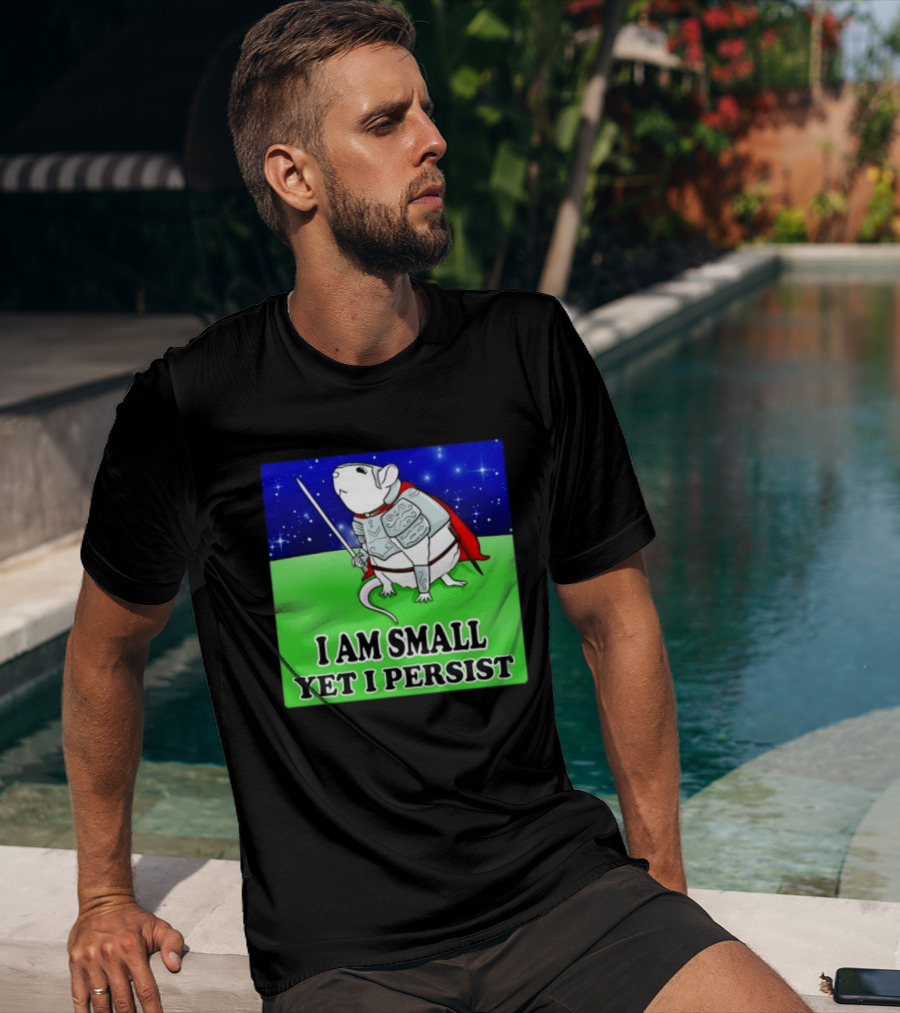 I Am Small Yet I Persist Knight Rat Armor Red Cape Stars T-Shirt