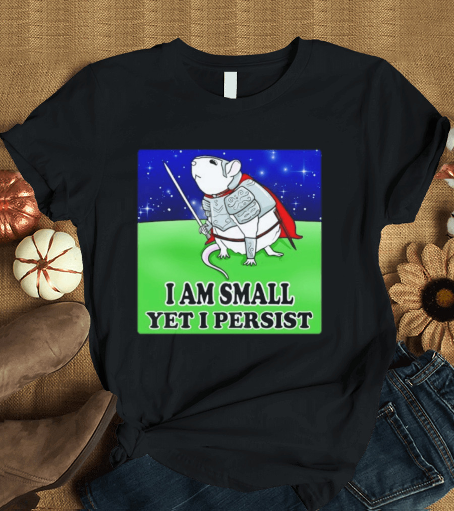 I Am Small Yet I Persist Knight Rat Armor Red Cape Stars T-Shirt