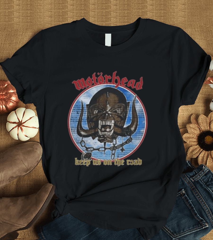 Motörhead Keep Us On The Road Skull Chain Iconic Rock Motif T-Shirt