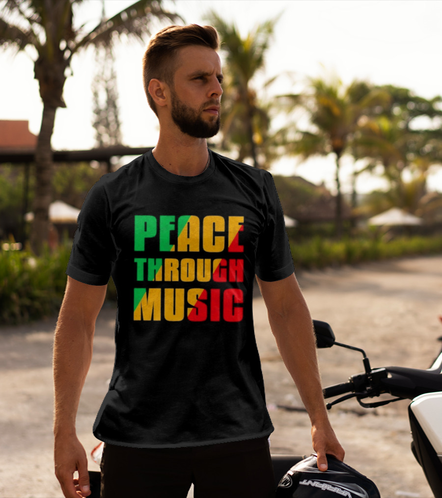 Peace Through Music Reggae Rasta Jamaica T-Shirt