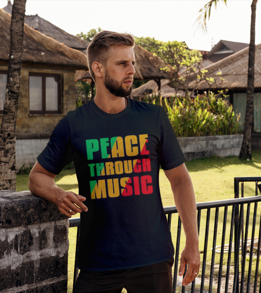 Peace Through Music Reggae Rasta Jamaica T-Shirt