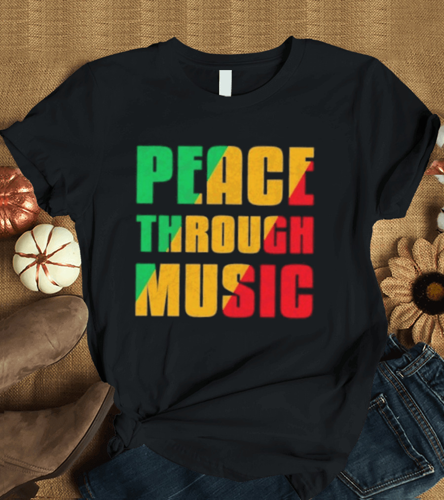 Peace Through Music Reggae Rasta Jamaica T-Shirt