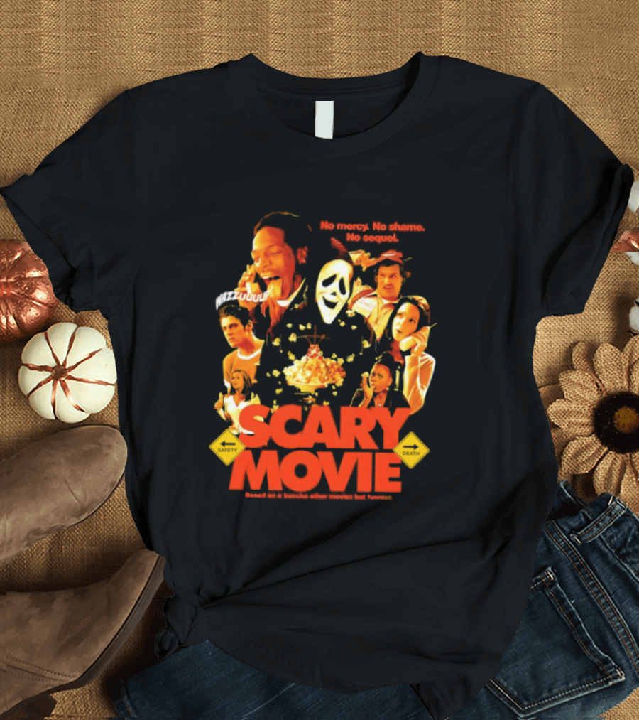 Scary Movie No Mercy No Shame No Sequel Spoof Characters Popcorn Scene T-Shirt