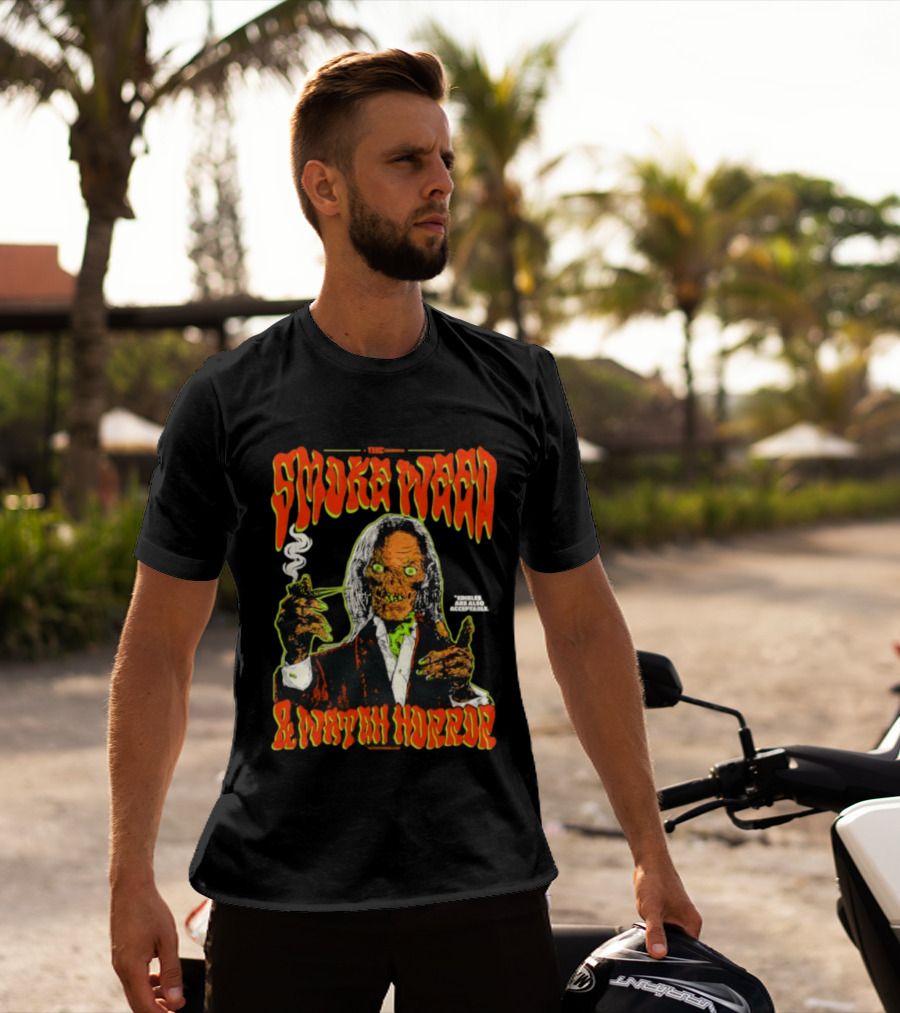 Smoke Weed And Horror With Edibles Are Also Acceptable Creepy Zombie T-Shirt