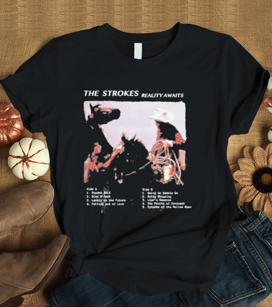 The Strokes Reality Awaits Tracklist Cowboy Imagery Future Nostalgia Space Cowboys T-Shirt