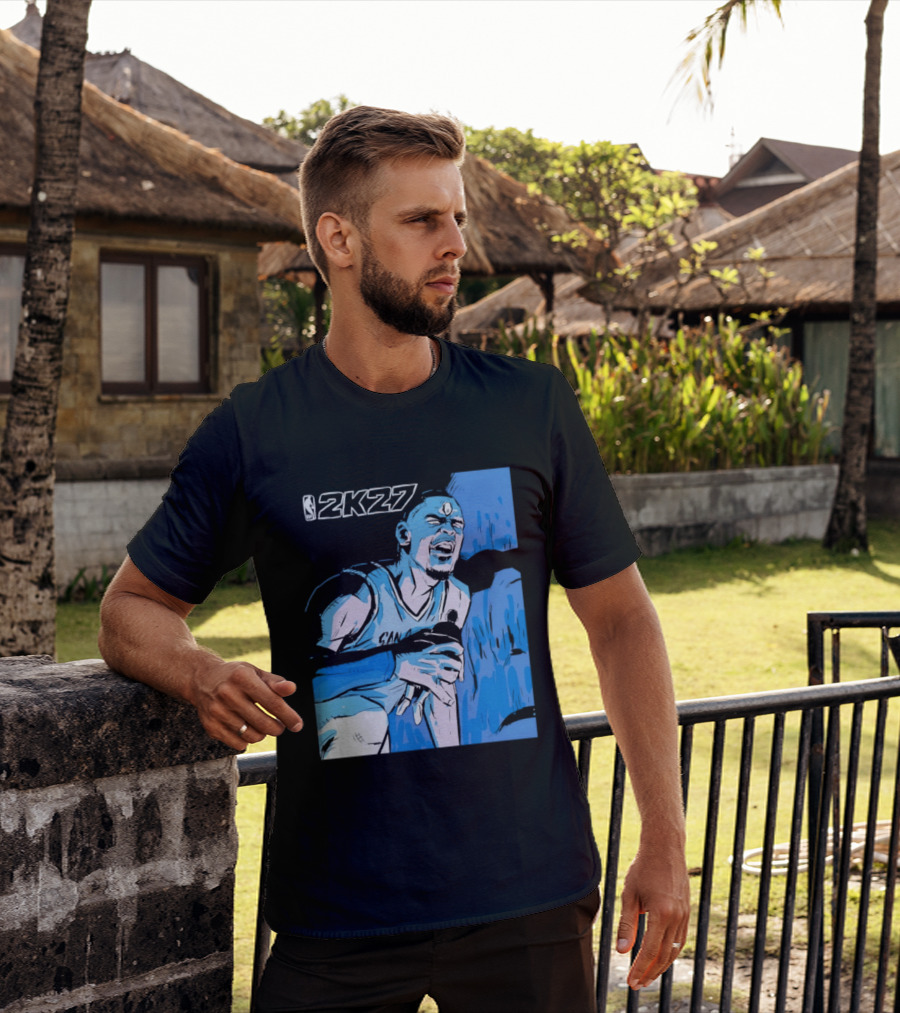 Victor Wembanyama NBA 2K27 Basketball Game Cover T-Shirt