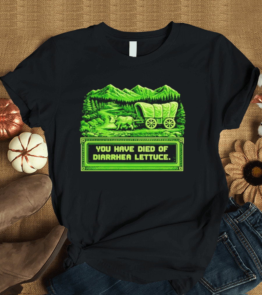 You Have Died Of Diarrhea Lettuce Wagon Trail Retro Gaming T-Shirt
