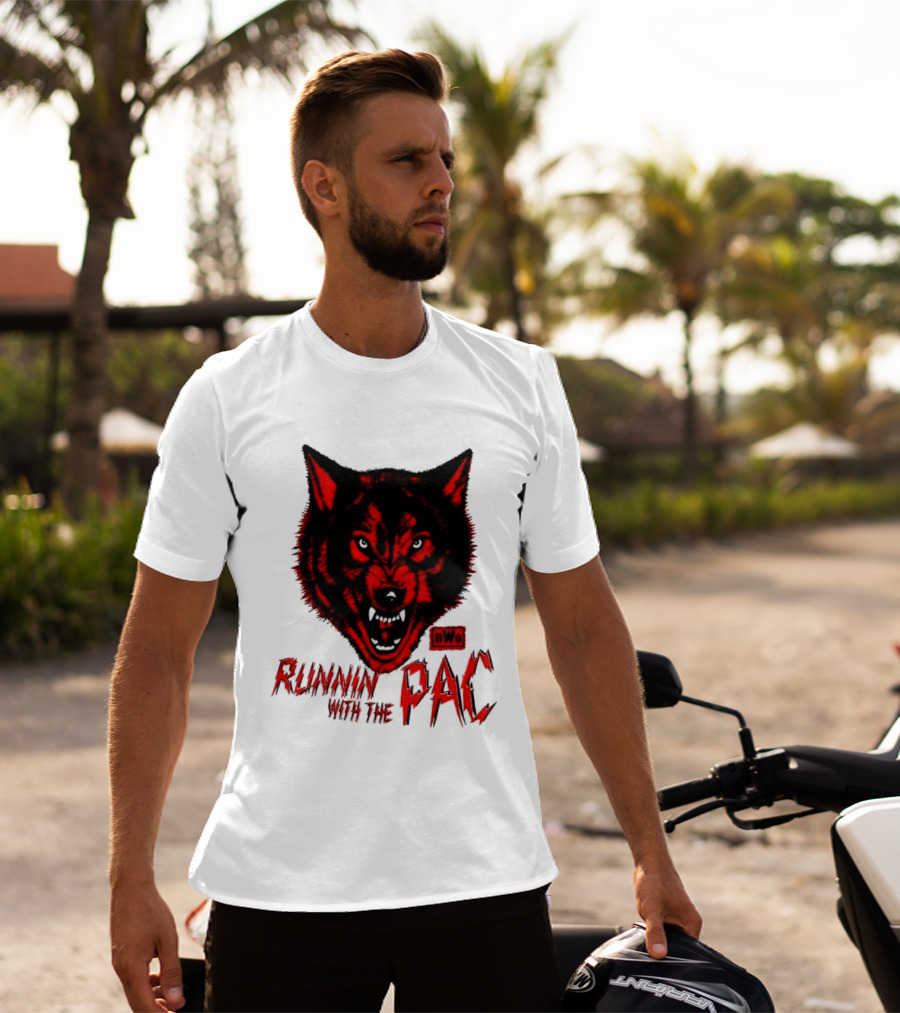 Runnin With The Pac Wolf NWo New World Order 2 Sided T-Shirt