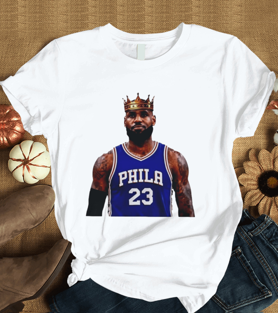 Lebron James 23 Phila Basketball King With Crown T-Shirt