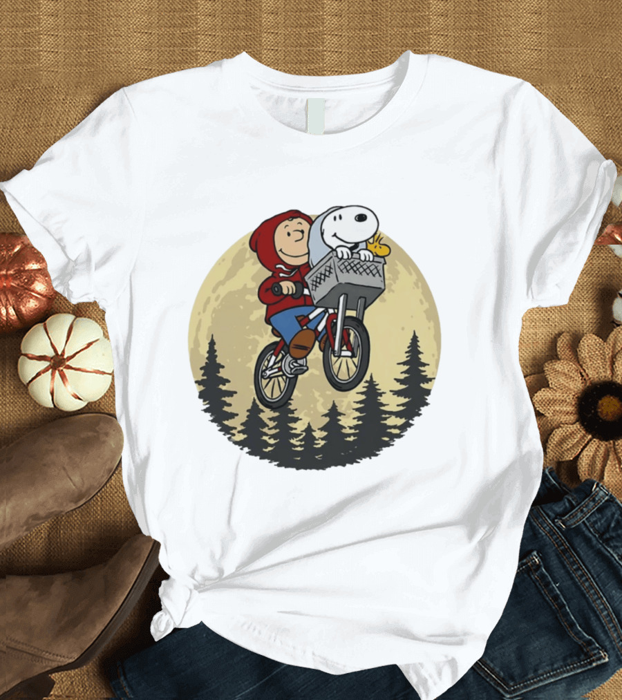 Moon Ride Snoopy And Charlie Brown Bicycle Adventure T-Shirt