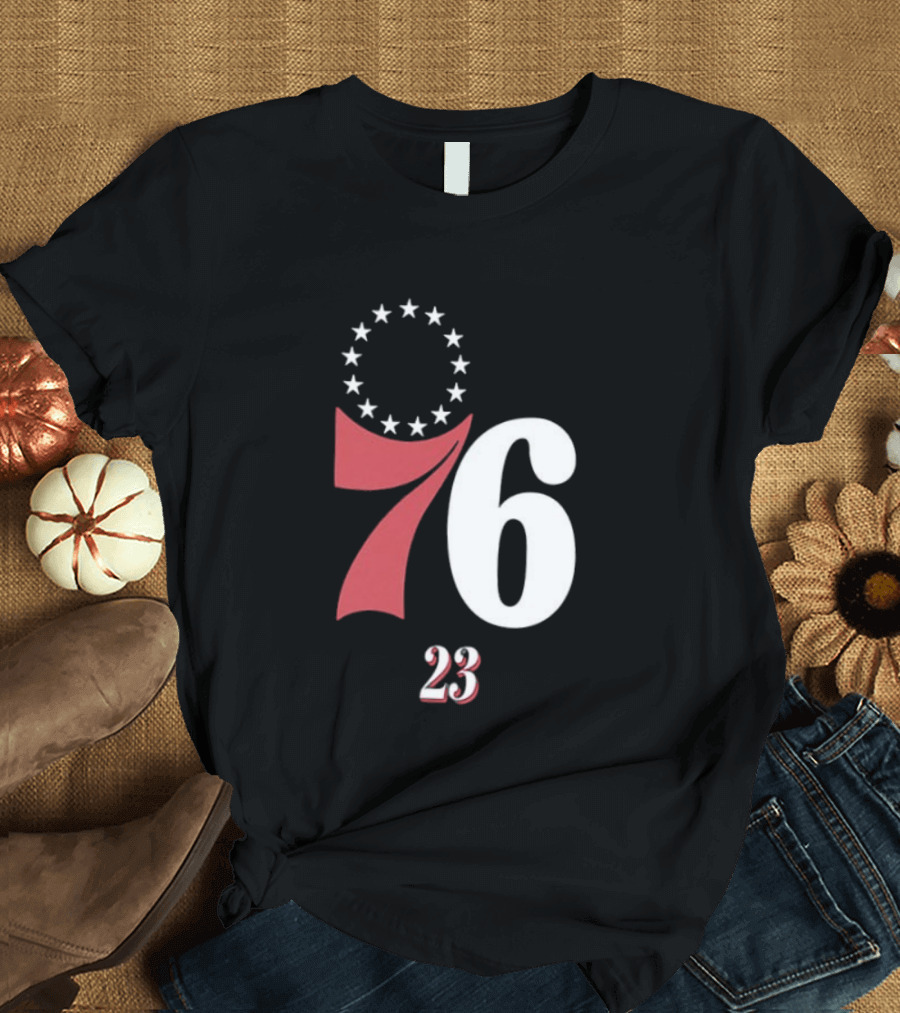 Philadelphia 76ers LeBron James 23 In The Paint Name And Number Royal 76ers T-Shirt