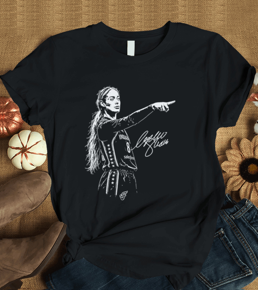 Sophie Cunningham Pointing Gesture Basketball Player Sketch T-Shirt