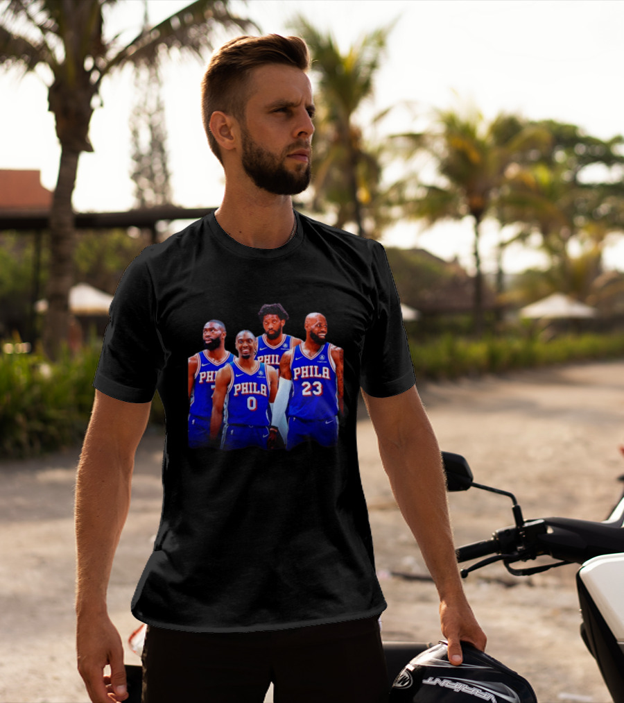 Philadelphia 76ers Joel Embiid Tyrese Maxey Paul George LeBron James NBA Team T-Shirt