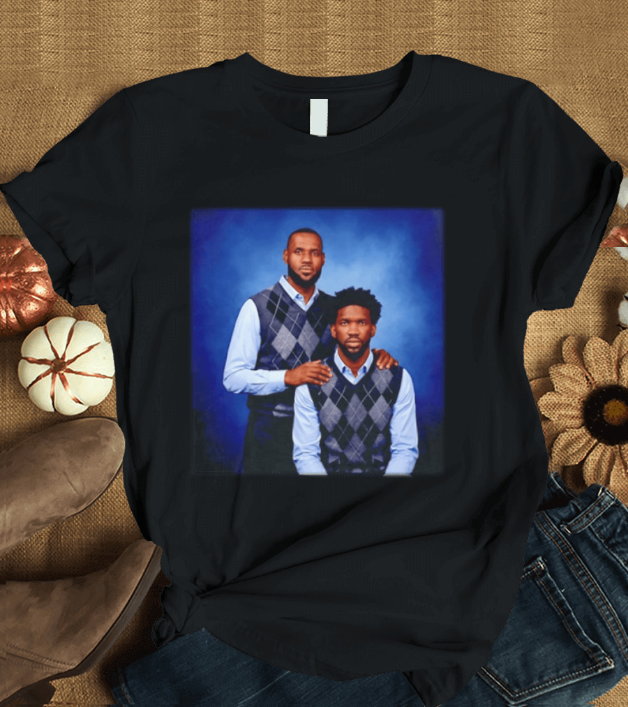 Lebron James Joel Embiid Philadelphia 76ers In Matching Argyle Sweaters T-Shirt