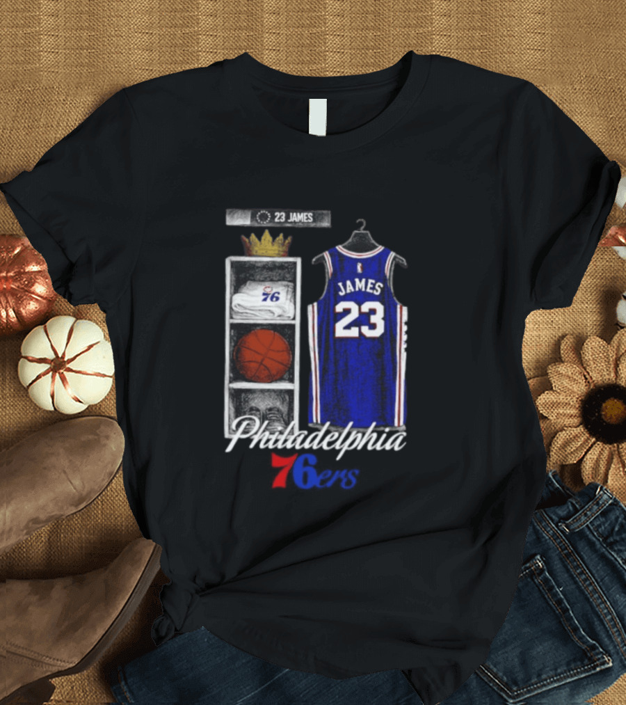 LeBron James 23 Jersey Philadelphia 76ers Locker Room T-Shirt