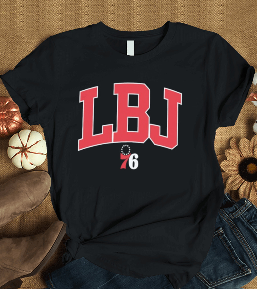 LeBron James LBJ Philadelphia 76ers 76 Royal Varsity Initials T-Shirt