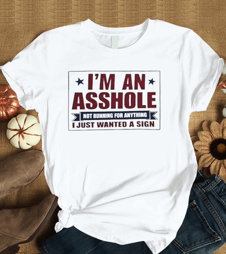 I'm An Asshole Not Running For Anything I Just Wanted A Sign T-Shirt