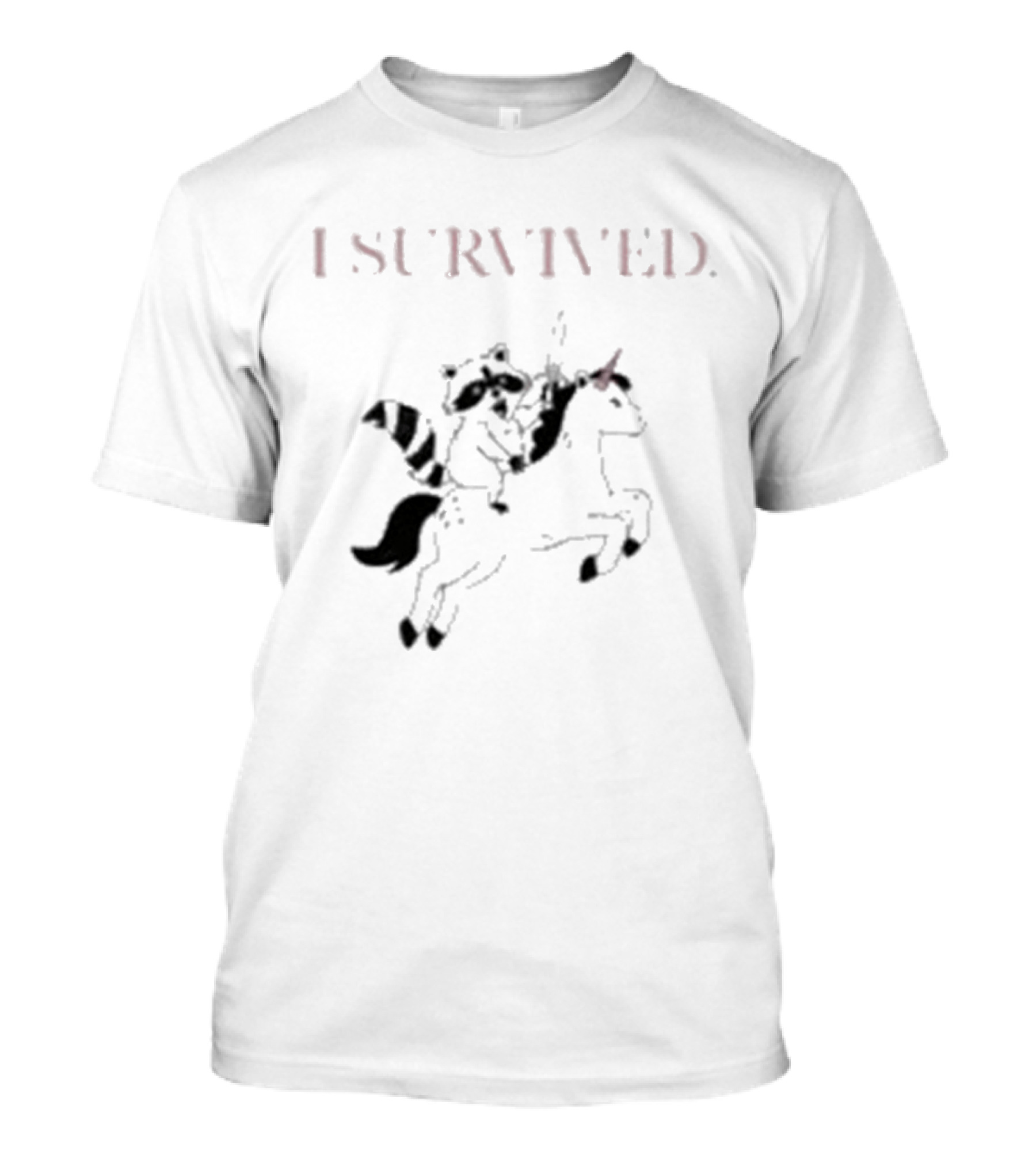 I Survived Jen Hamilton Unicorn Riding Raccoon T-Shirt