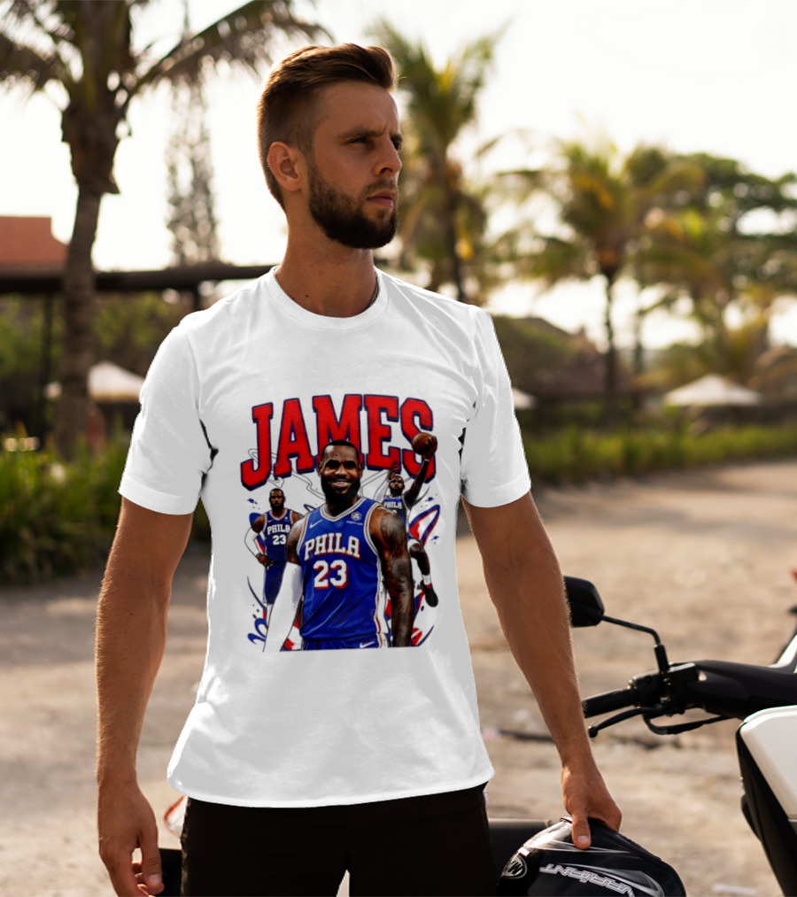 Philadelphia 76ers LeBron James 2026 Basketball Player T-Shirt