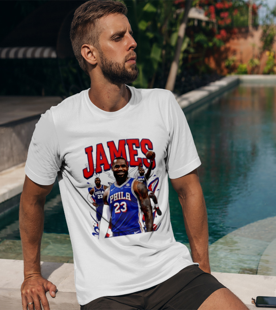 Philadelphia 76ers LeBron James 2026 Basketball Player T-Shirt