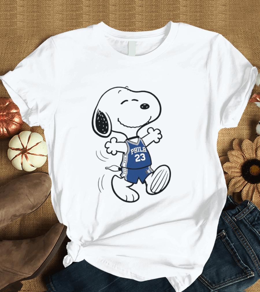 Snoopy Philly 23 Basketball Peanuts X LeBron James Philadelphia Sixer T-Shirt