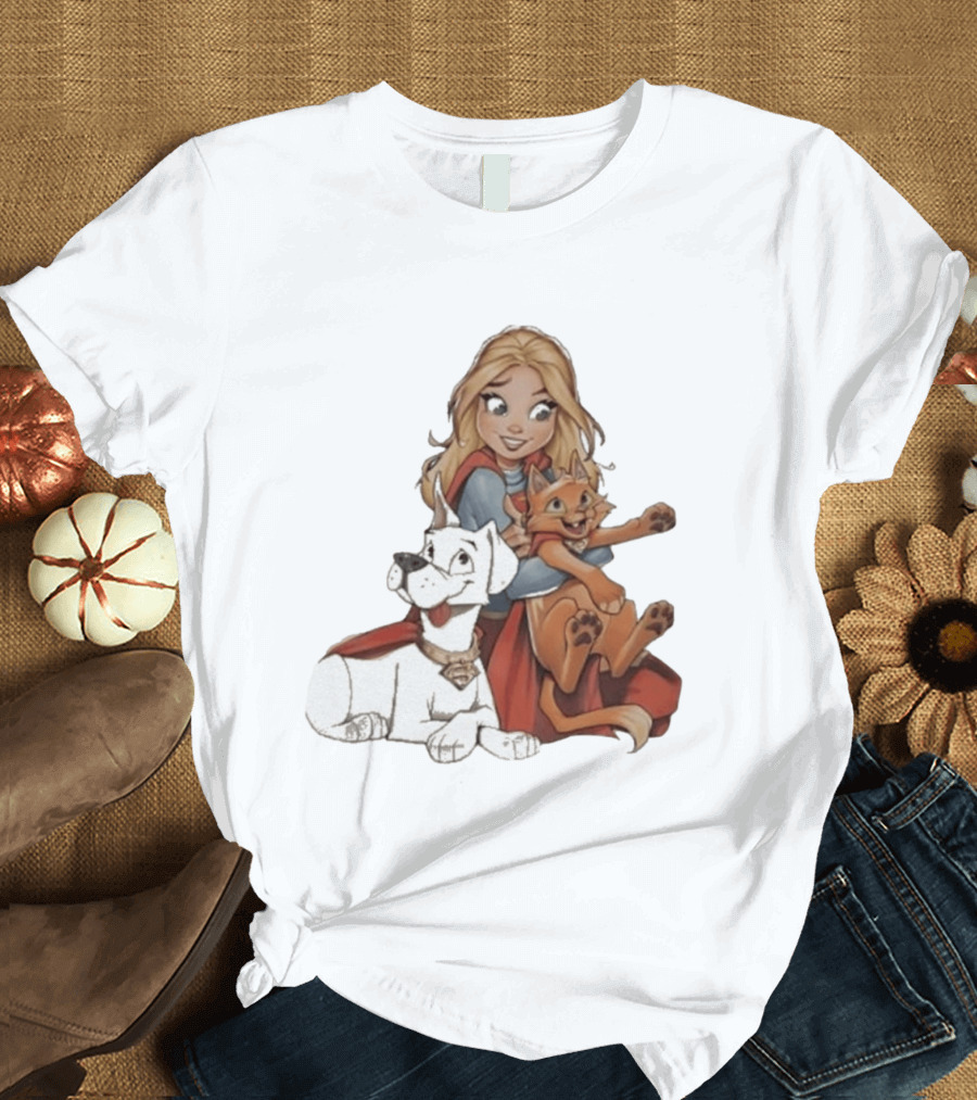Supergirl Krypto Streaky Cartoon Characters Fun T-Shirt