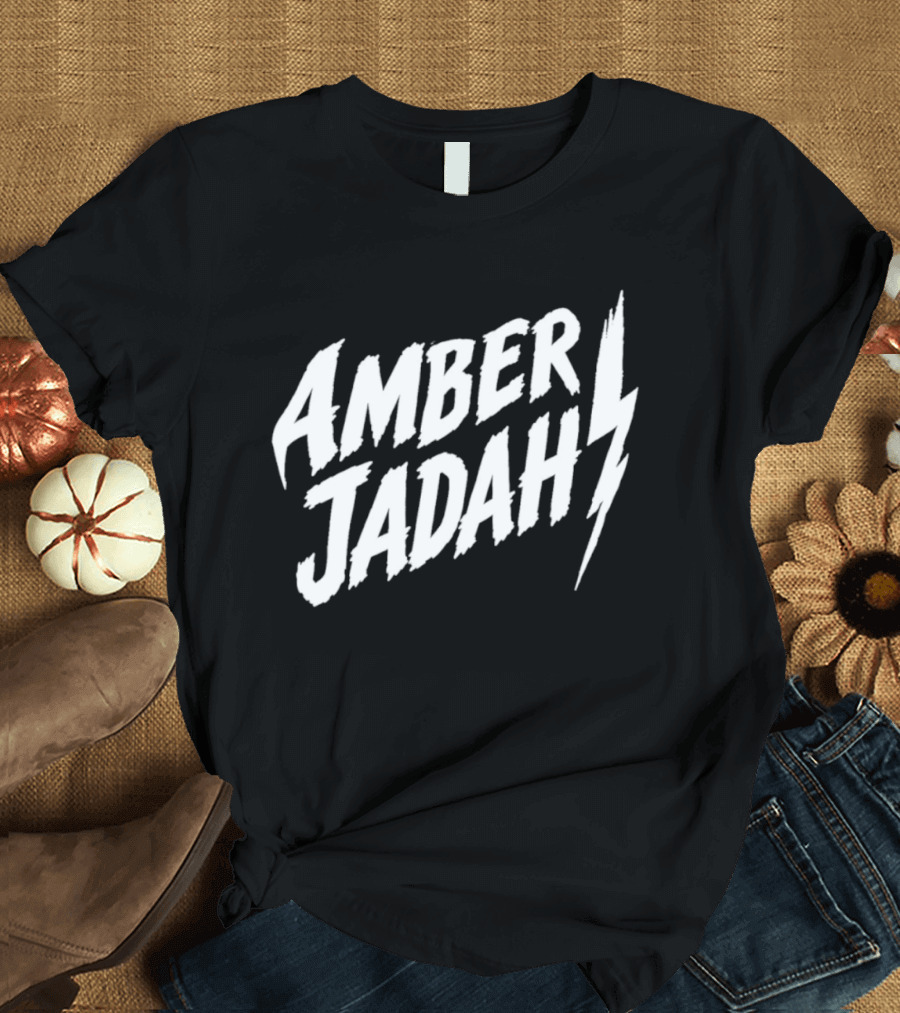 Amber Jadah Lightning Bold Text With Iconic Bolt T-Shirt