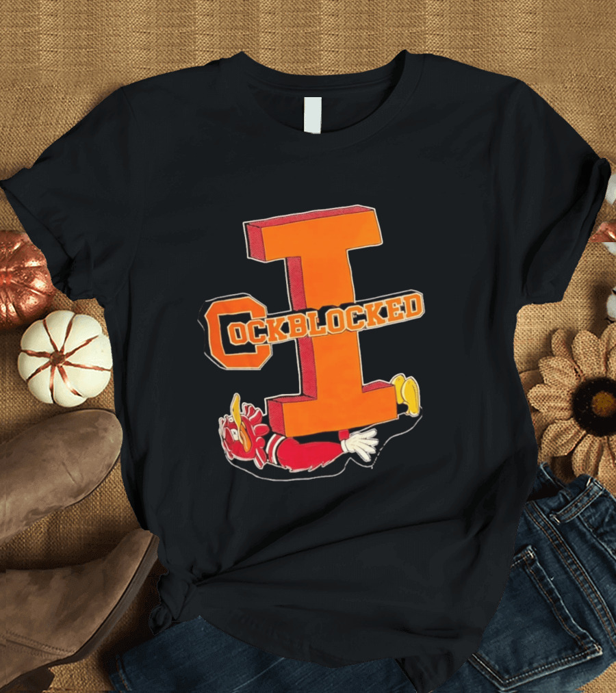 Cockblocked Illinois Fighting Illini Big I Defeat T-Shirt