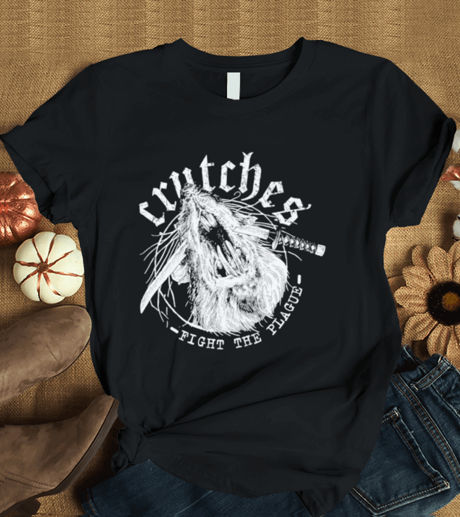 Crutches Fight The Plague Punk Hardcore Twig T-Shirt