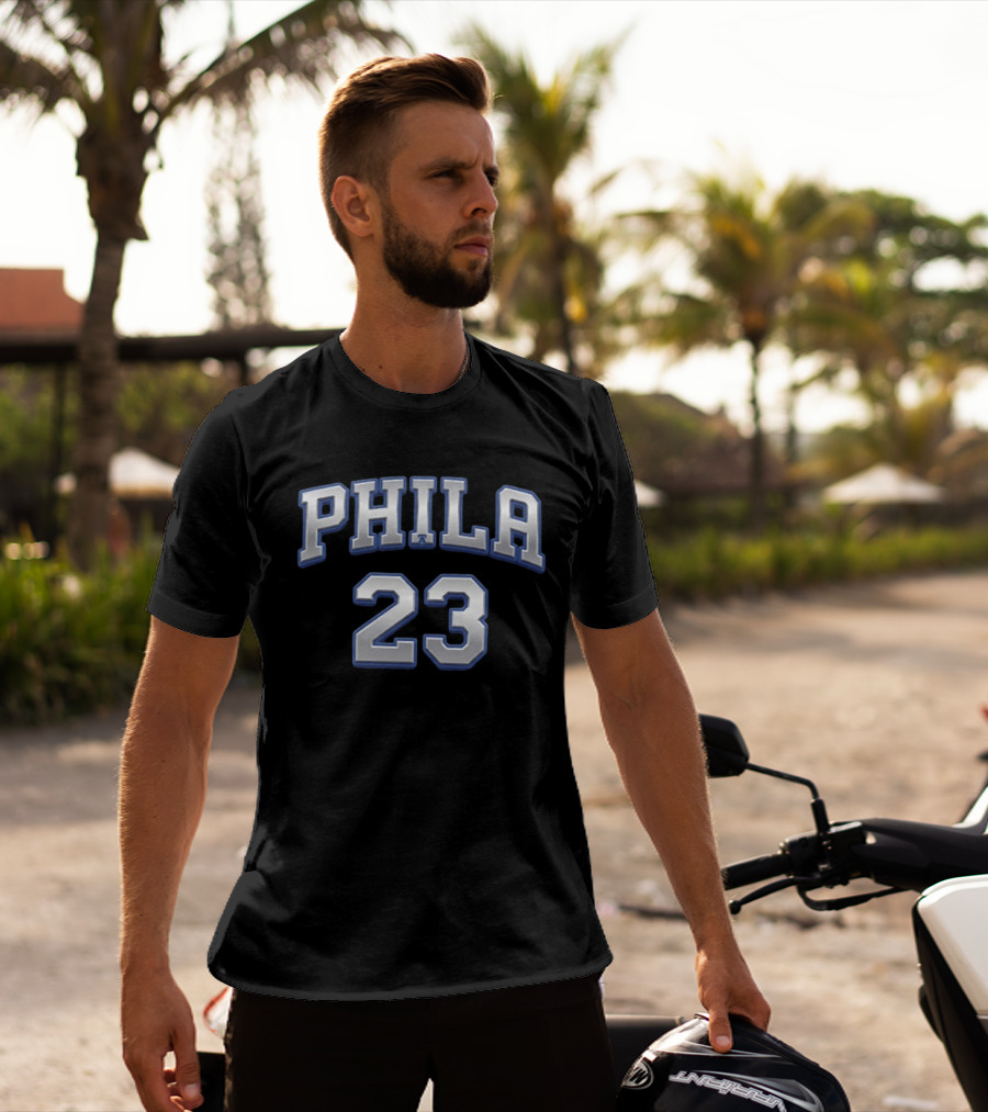 LeBron James 23 Philly Sixers Basketball Two Sided T-Shirt