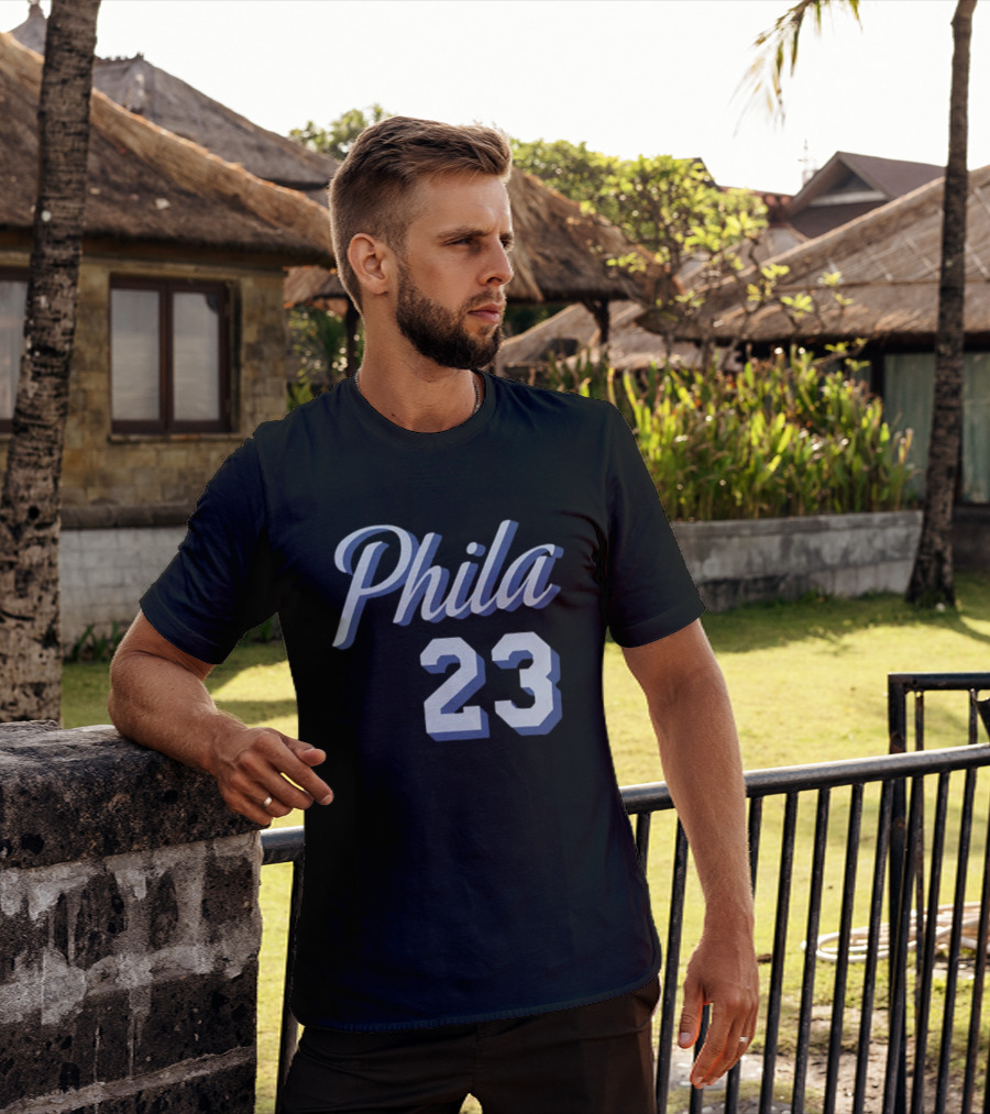 LeBron James 23 Phila 23 Philadelphia 76ers NBA Basketball Two Sided T-Shirt