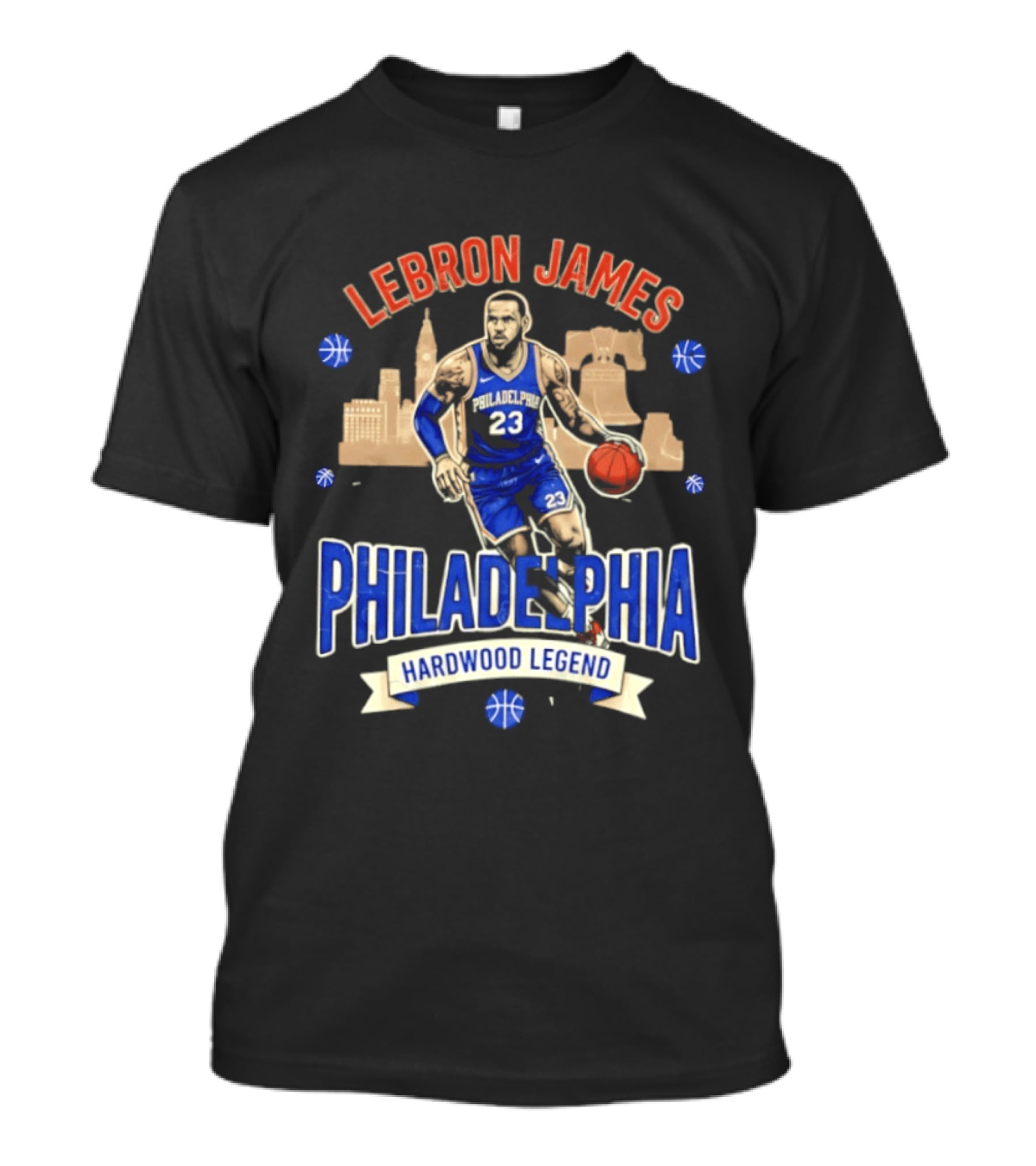 LeBron James Philadelphia Hardwood Legend Skyline Basketball 23 T-Shirt