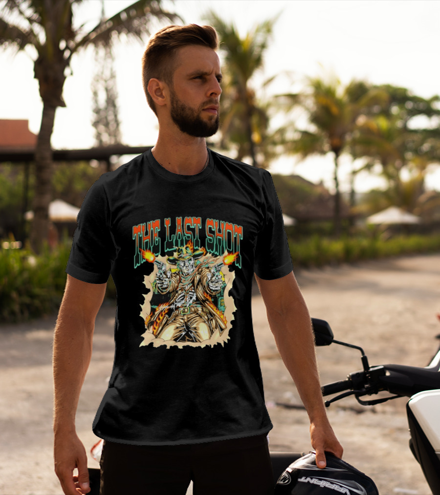 The Last Shot Cowboy Skeleton Western Gunslinger T-Shirt