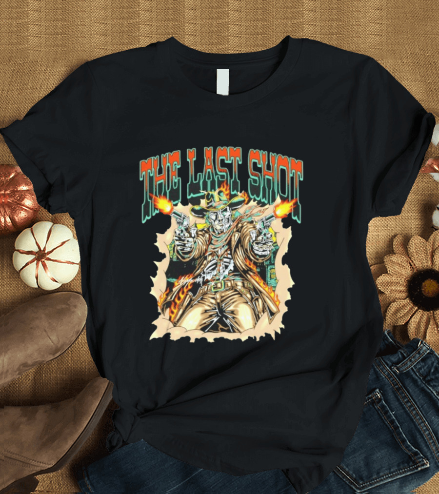 The Last Shot Cowboy Skeleton Western Gunslinger T-Shirt