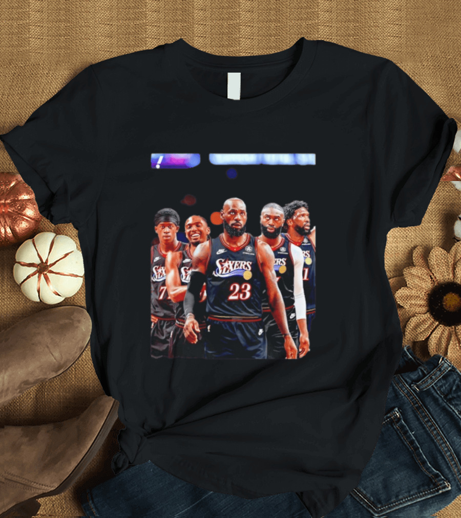 Tyrese Maxey VJ Edgecombe Jaylen Brown LeBron James Joel Embiid Sixers T-Shirt