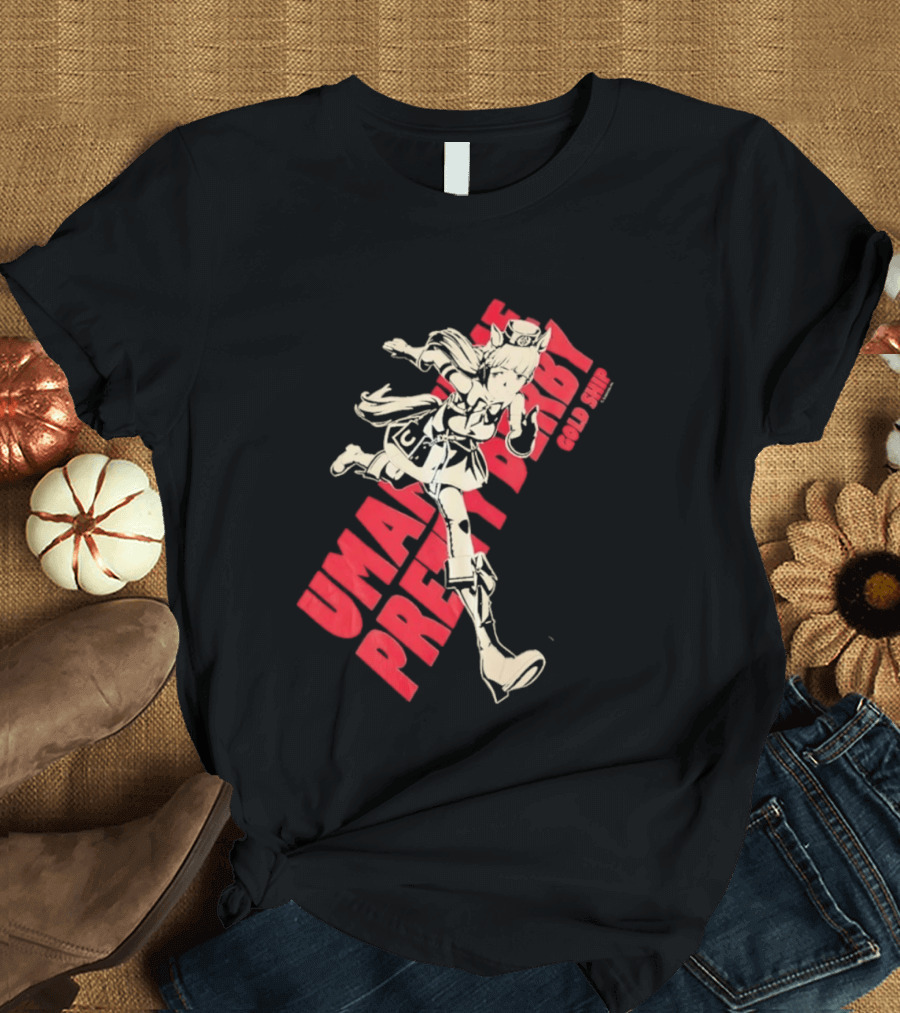 Umamusume Pretty Derby Gold Ship Anime Character Running Pose T-Shirt