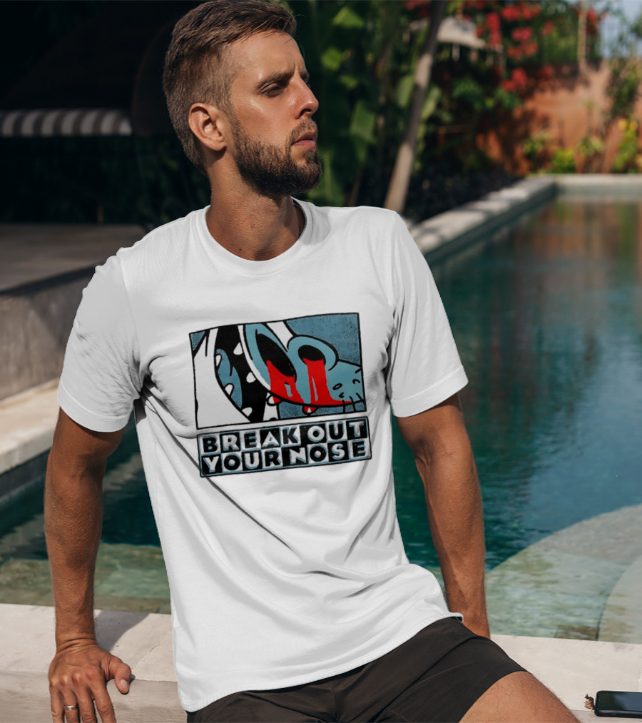 Break Out Your Nose Comic Style Cartoon With Red Accent T-Shirt