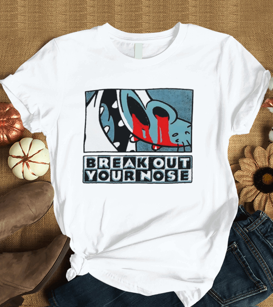 Break Out Your Nose Comic Style Cartoon With Red Accent T-Shirt