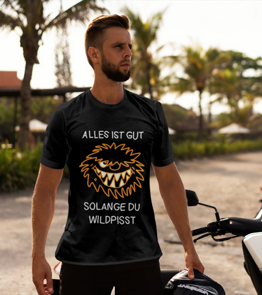 Alles Ist Gut Solange Du Wildpisst Grinning Face Orange Sketch T-Shirt