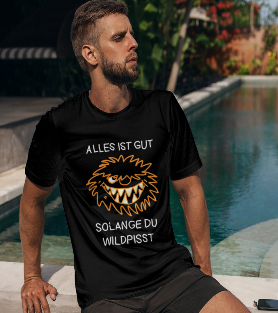 Alles Ist Gut Solange Du Wildpisst Grinning Face Orange Sketch T-Shirt