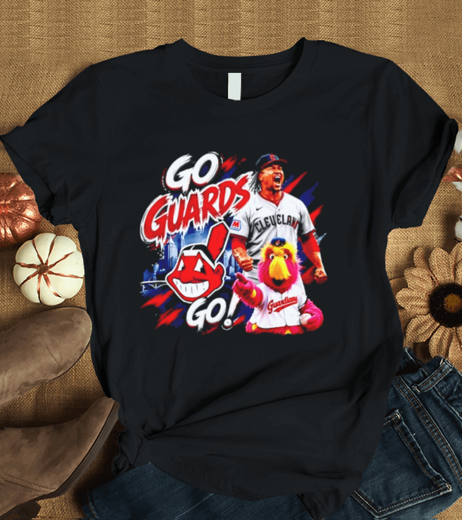Jose Ramirez Cleveland Guardians Go Guards Go City Skyline Baseball Cheers T-Shirt