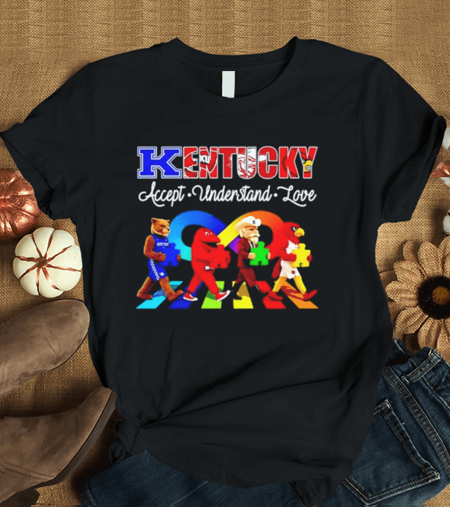 Kentucky Accept Understand Love Louisville Cardinals Puzzle Piece Parade T-Shirt